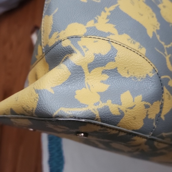 Tory Burch Robinson Dome Leather Handbag in Yellow and Gray Floral - Picture 9 of 15